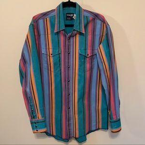Vintage Wranglers 80s 90s Button Up Striped Shirt
